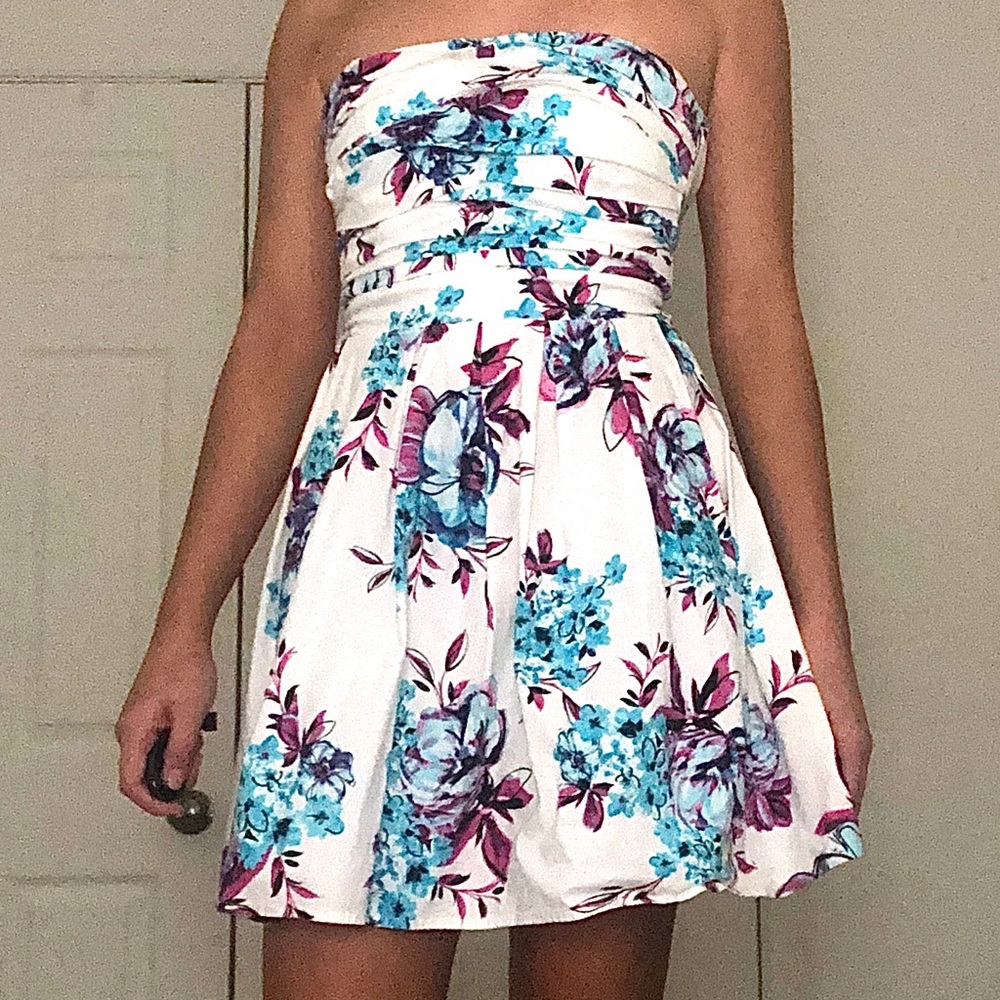 Strapless Floral Summer Dress